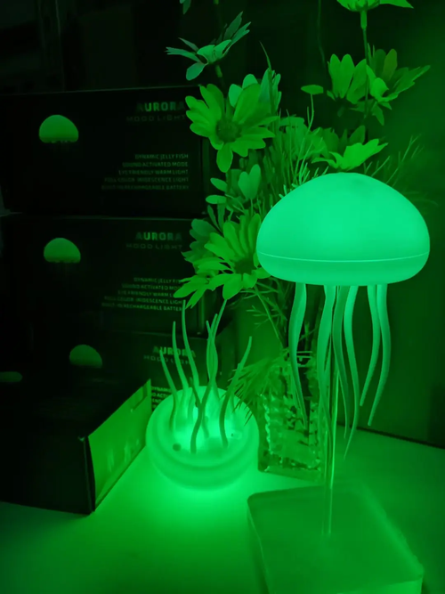 Smart Voice Control Jellyfish Lamp, Floating Ambient Night Light with RGB Gradient & Acrylic Base
