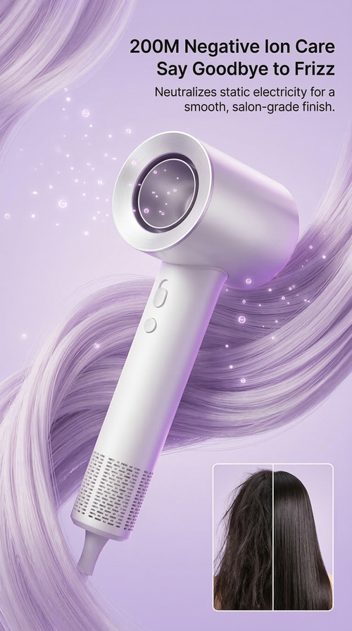 Lightweight 380g High-Speed Blow Dryer | 200M Negative Ions for Smooth Hair | Factory Supply