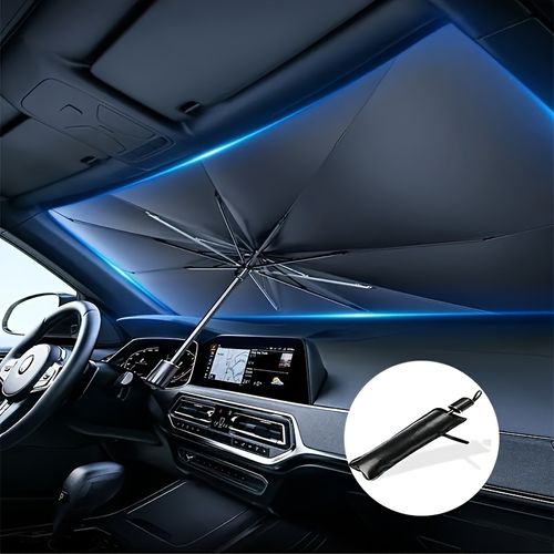 🔥FINAL 1 AT PROMO PRICE🔥Premium Titanium Silvery Car Sunshade - Front Windshield Heat Insulation & UV Protection, Roll-Up Design for Easy Storage - For All Car Models - Suitable for Summer & Hot Weather - Perfect Gift for Car Owners