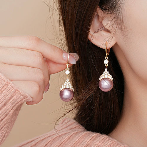 Diamond Pearl Crown Clavicle Necklace Set-Purple Qi Comes from the East, Fortune and Prosperity Necklace