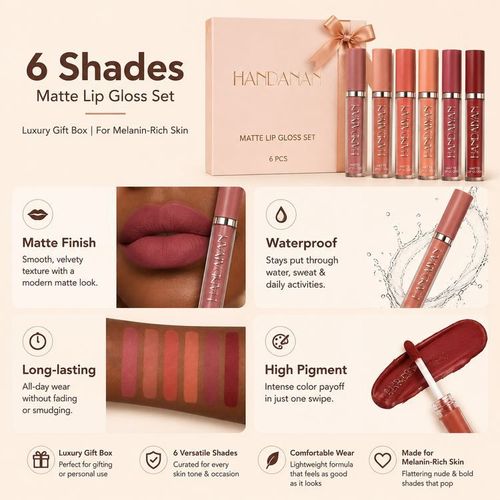 Warm-Tone Matte Lip Gloss Set — Waterproof · Pay on Delivery Ghana