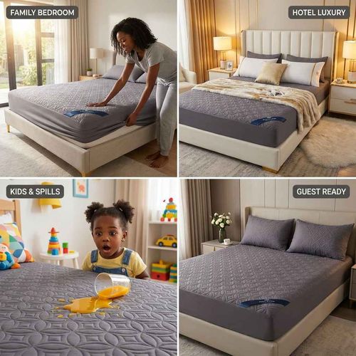 🔥FINAL 3 AT PROMO PRICE🔥 Premium Waterproof Bedding Set 3PCS (Includes 1 Mattress Protector And 2 Pillowcases)