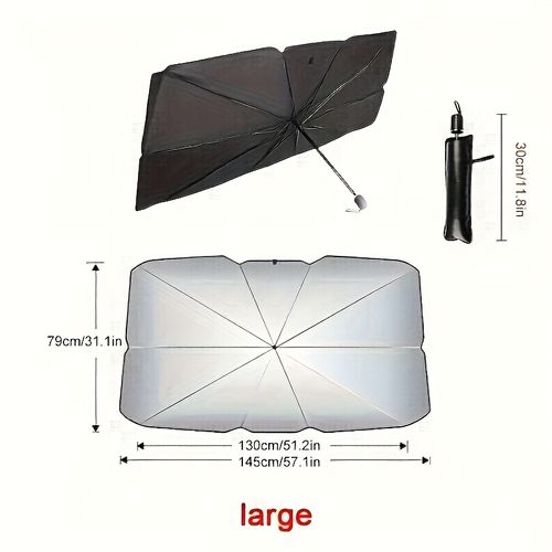 🔥FINAL 1 AT PROMO PRICE🔥Premium Titanium Silvery Car Sunshade - Front Windshield Heat Insulation & UV Protection, Roll-Up Design for Easy Storage - For All Car Models - Suitable for Summer & Hot Weather - Perfect Gift for Car Owners