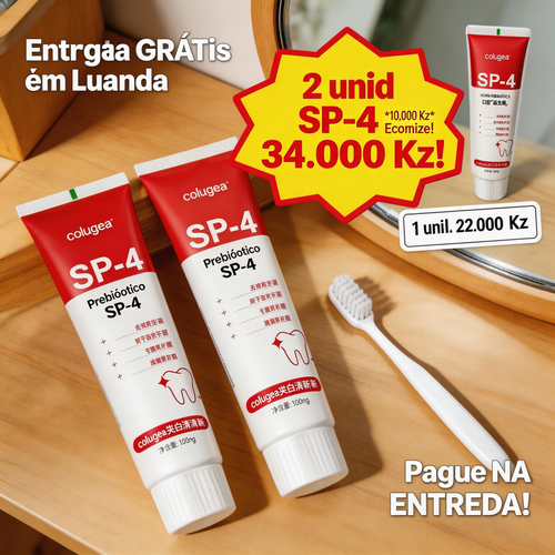 O kit SP-4 com dois tubos ou o conjunto de pasta de dente, xampu e condicionador custa apenas 34.000kz! Menos dinheiro, mais clareamento e limpeza!
