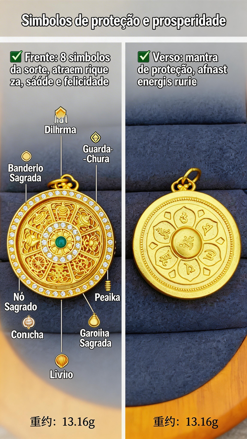 Pingente Giratório Dourado da Sorte Unissex | Apenas 35000 KZ | Entrega Grátis em Luanda, Pagamento na Entrega