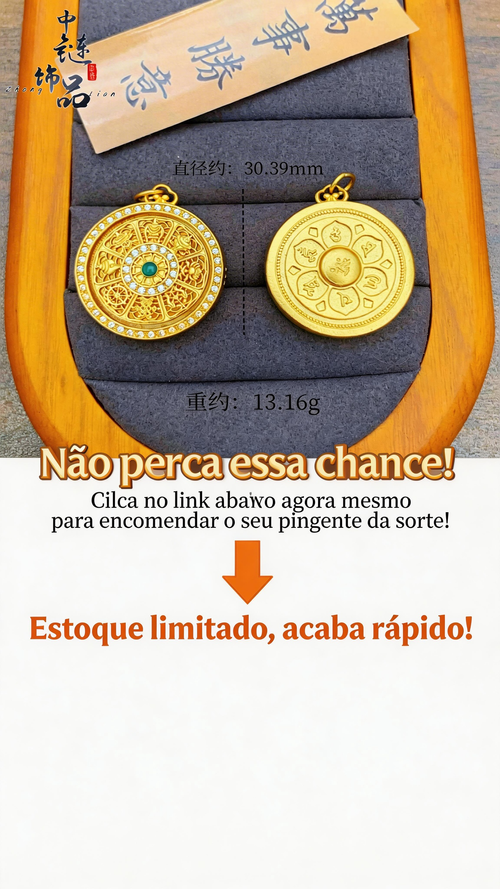 Pingente Giratório Dourado da Sorte Unissex | Apenas 35000 KZ | Entrega Grátis em Luanda, Pagamento na Entrega