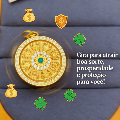 Pingente Giratório Dourado da Sorte Unissex | Apenas 35000 KZ | Entrega Grátis em Luanda, Pagamento na Entrega