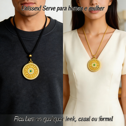 Pingente Giratório Dourado da Sorte Unissex | Apenas 35000 KZ | Entrega Grátis em Luanda, Pagamento na Entrega