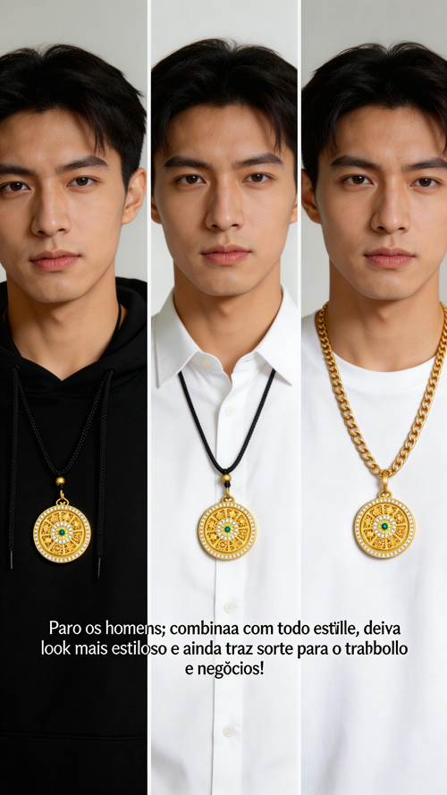 Pingente Giratório Dourado da Sorte Unissex | Apenas 35000 KZ | Entrega Grátis em Luanda, Pagamento na Entrega