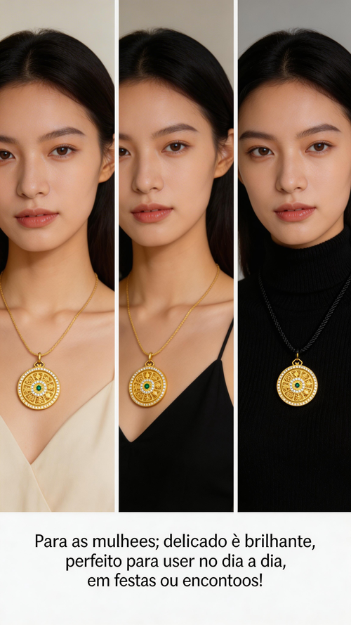 Pingente Giratório Dourado da Sorte Unissex | Apenas 35000 KZ | Entrega Grátis em Luanda, Pagamento na Entrega