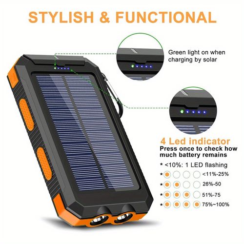 Waterproof Solar Power Bank 20000mAh