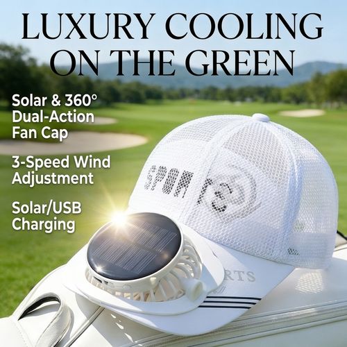 Solar-Powered Hat with Built-in Fan