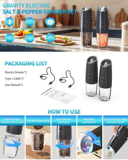 Salt Grinder with Gravity Sensor