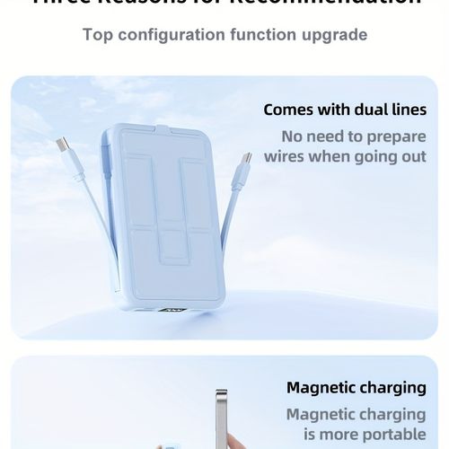 10000mAh Magnetic Fast Charging Power Bank With Digital Screen,