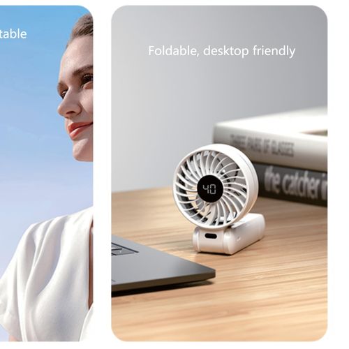 Handheld Folding Fan with Digital Display