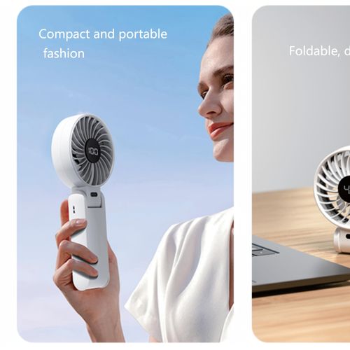 😲Cozy Comfort| Compact Y26 Handheld Folding Fan with Digital Display - USB Rechargeable,