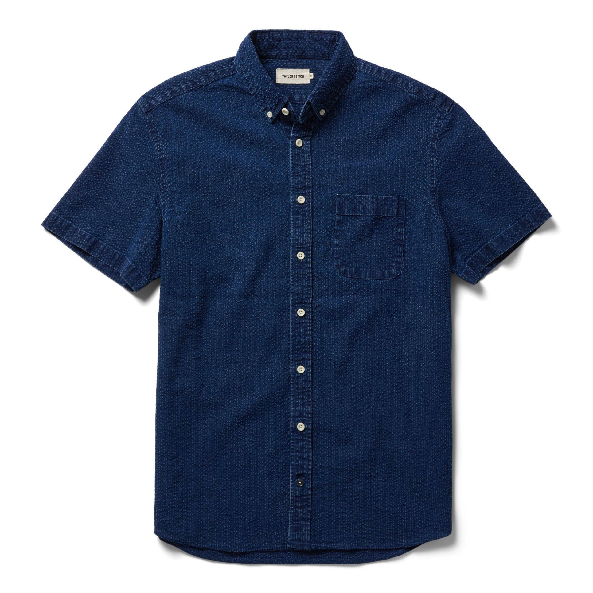 Vewse Short Sleeve Jack in Indigo Seersucker