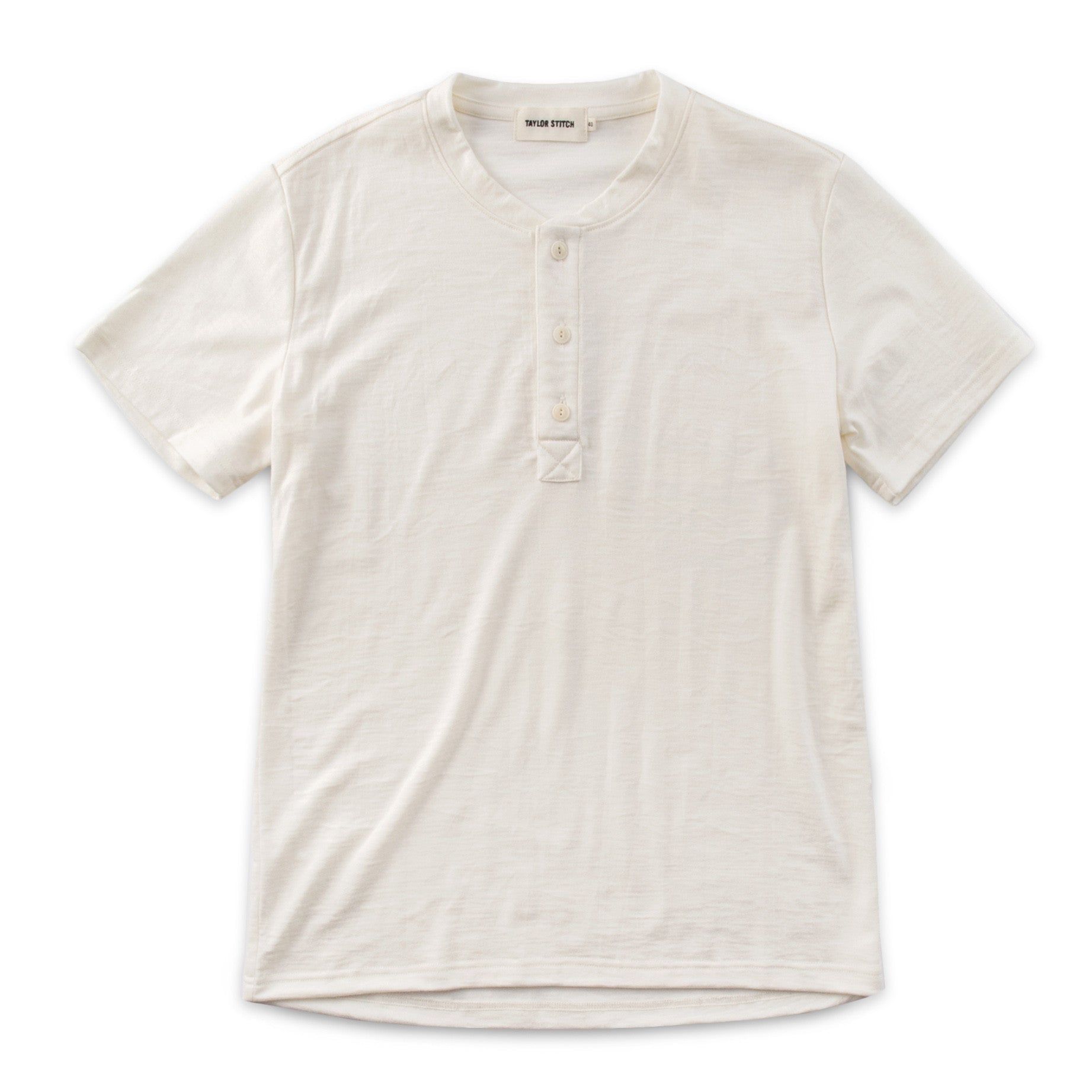 Vewse Short Sleeve Henley in Natural Merino