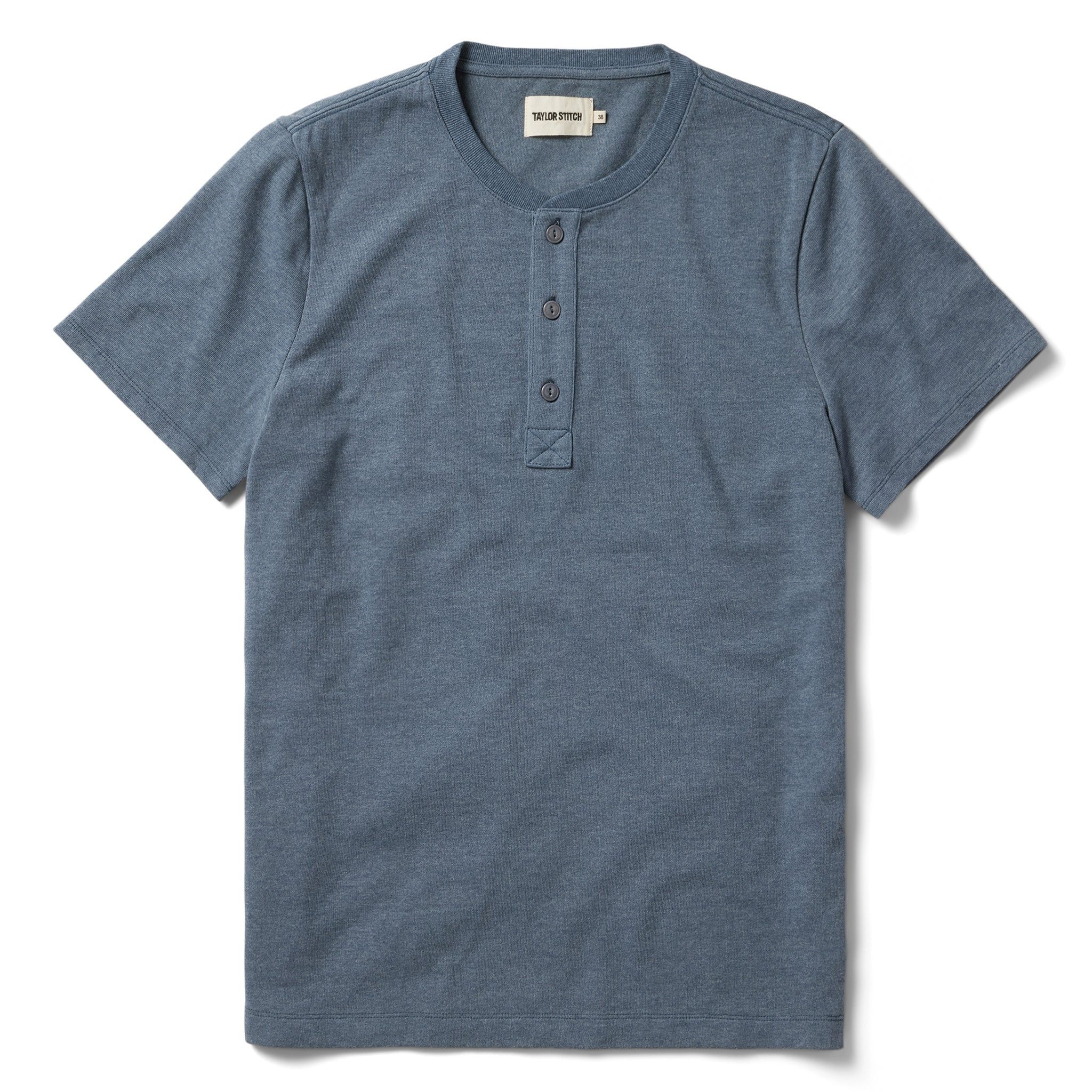 Vewse Short Sleeve Heavy Bag Henley in Storm