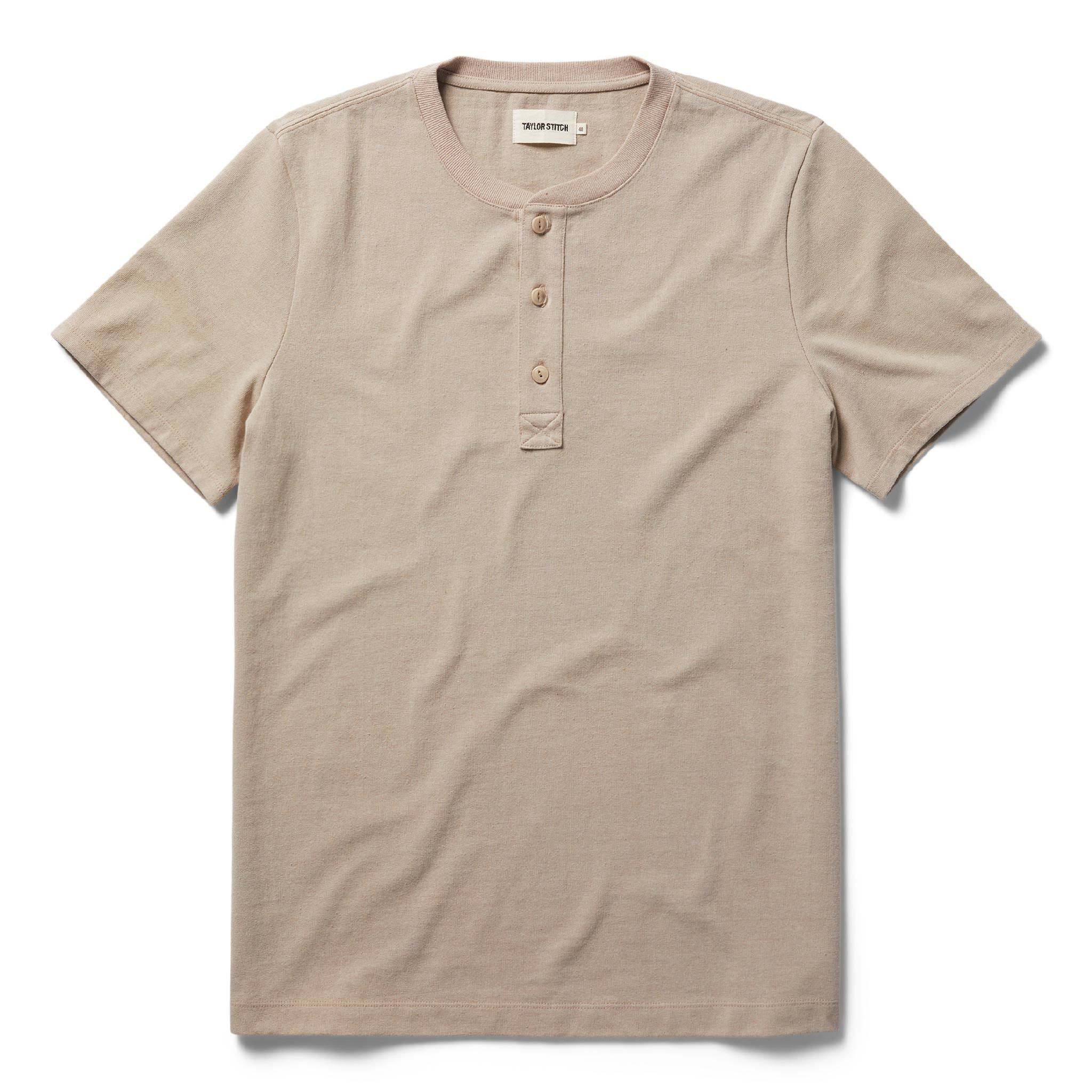 Vewse Short Sleeve Heavy Bag Henley in Sand