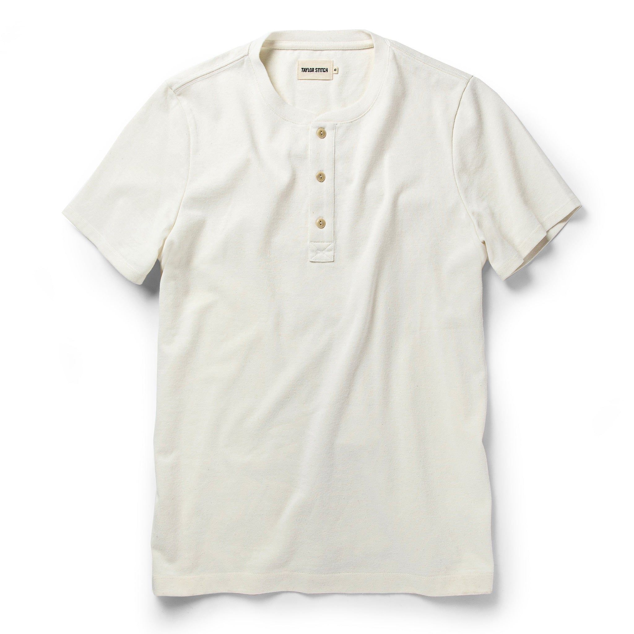 Vewse Short Sleeve Heavy Bag Henley in Natural