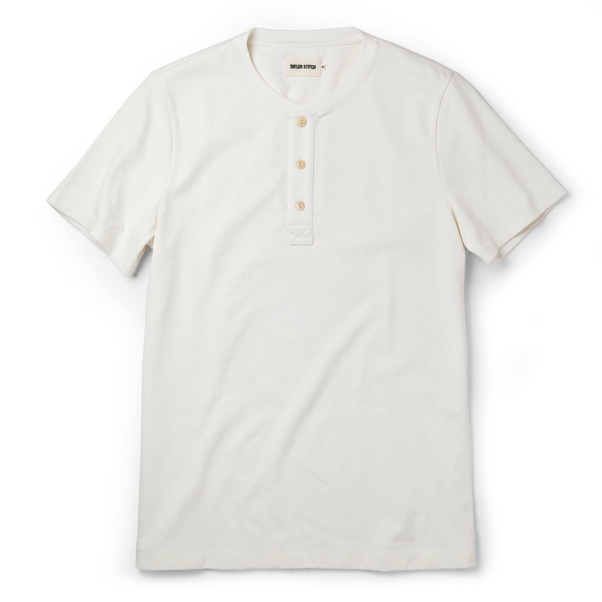 Vewse Short Sleeve Heavy Bag Henley in Natural