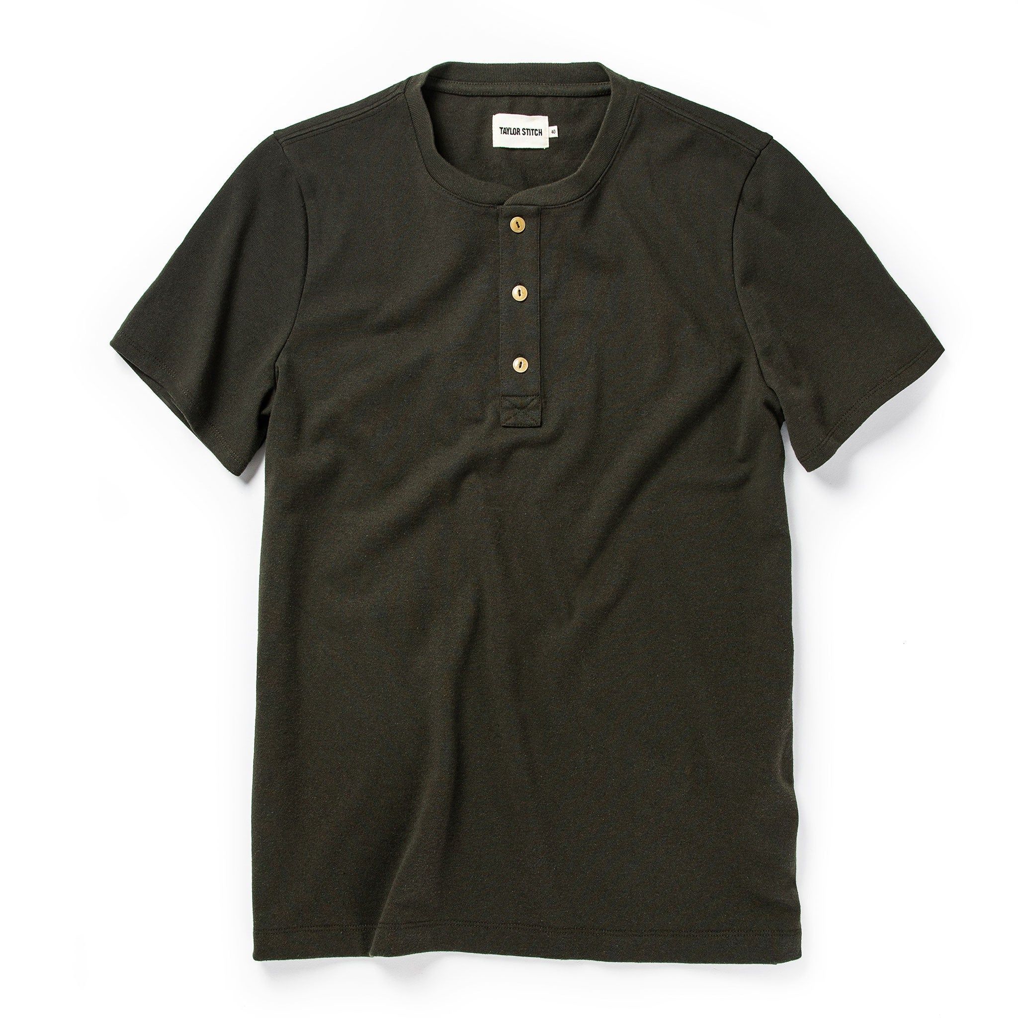 Vewse Short Sleeve Heavy Bag Henley in Cypress