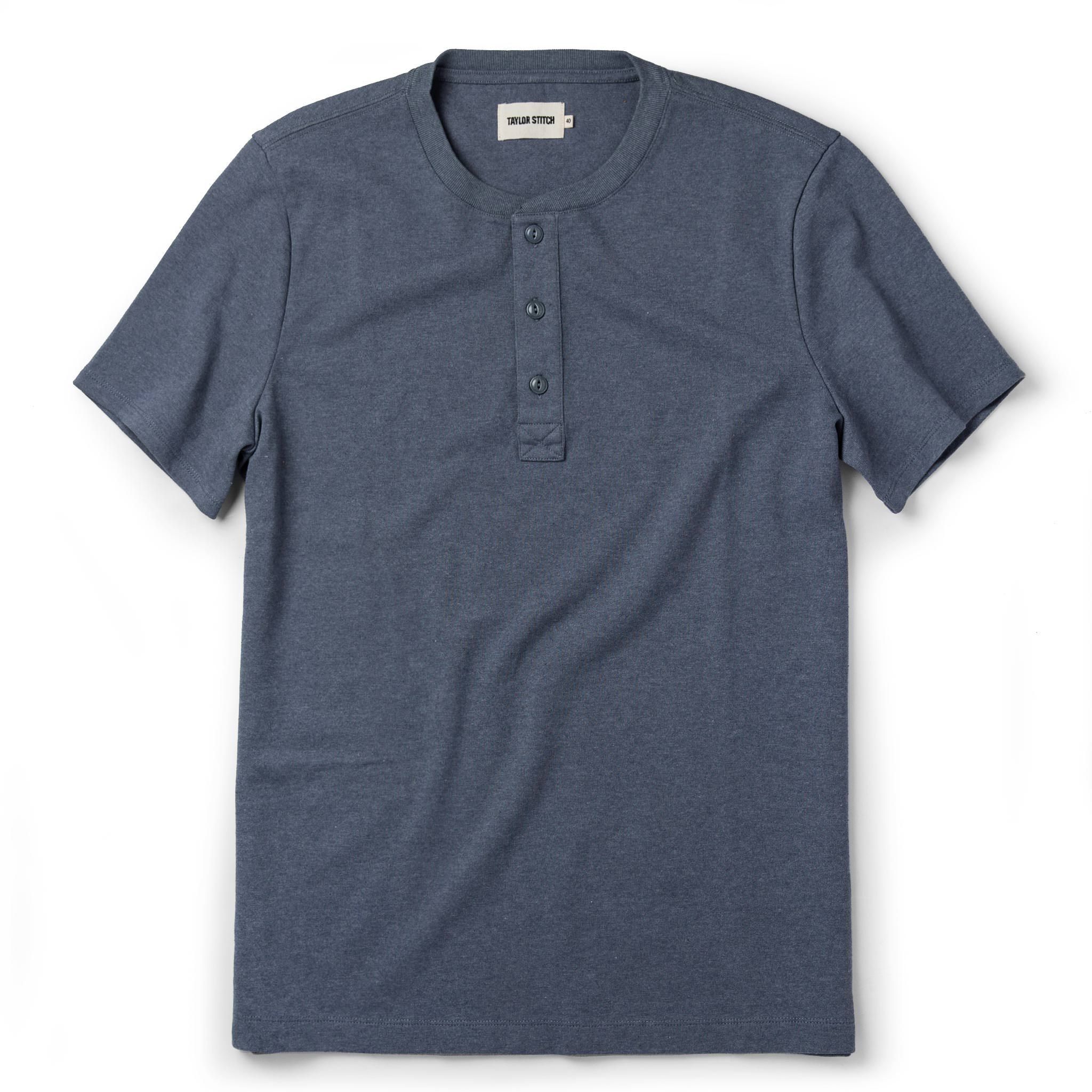 Vewse Short Sleeve Heavy Bag Henley in Atlantic Blue