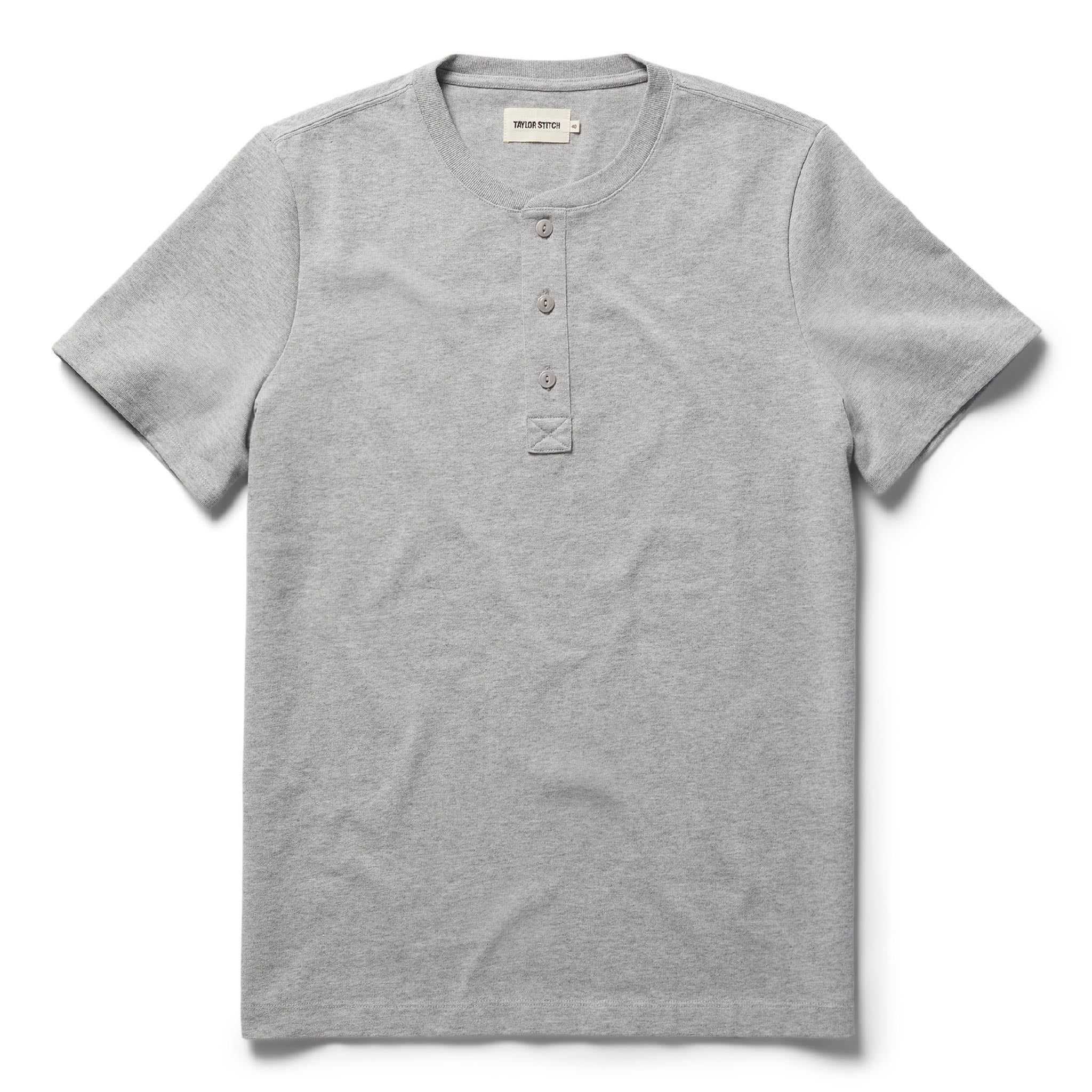 Vewse Short Sleeve Heavy Bag Henley in Aluminum