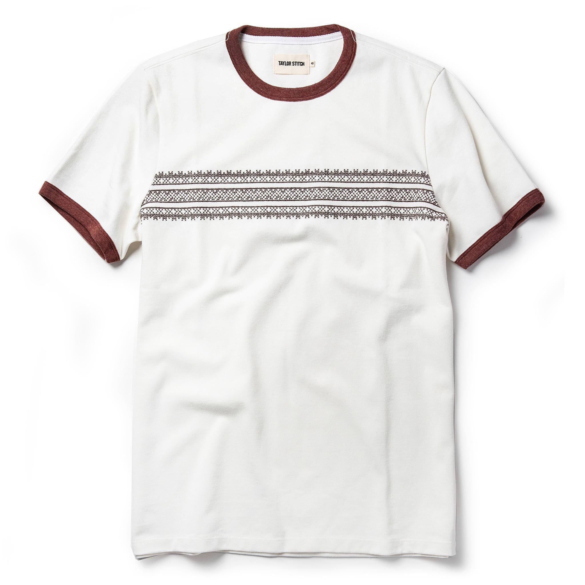 Vewse Heavy Bag Tee in Canyon Embroidered Stripe