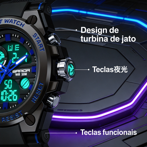 Relógio Sport Disney – Exibição Analógica e Digital Resistente à Água com Luz Noturna