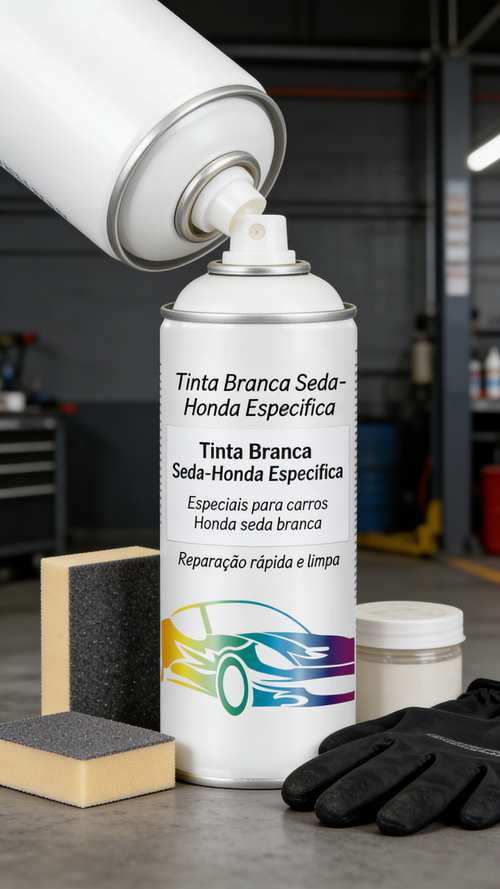 Tinta Spray para Carro Honda Cor Branco Seda Reparo de Riscos na Pintura