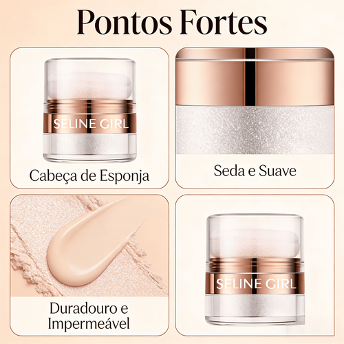 Pó de Destaque SELINE GIRL para Rosto e Corpo Blush e Contorno com Brilho Suave