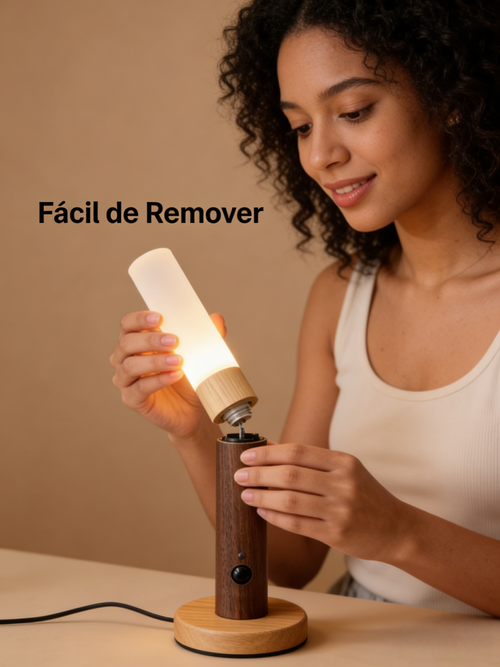 Luz Noturna Inteligente com Sensor Humano Madeira para Entrada Corredor Cama e Varanda Carregável