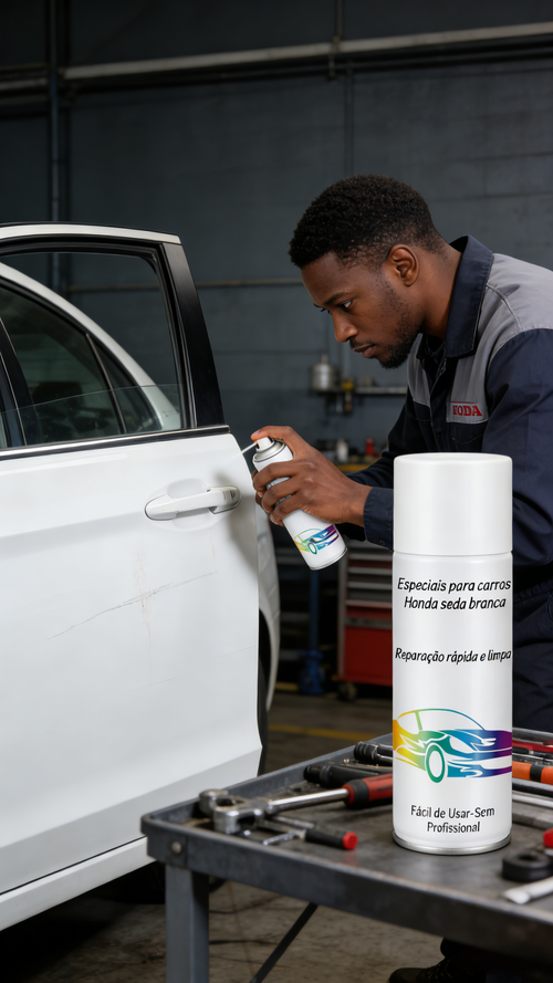 Tinta Spray para Carro Honda Cor Branco Seda Reparo de Riscos na Pintura