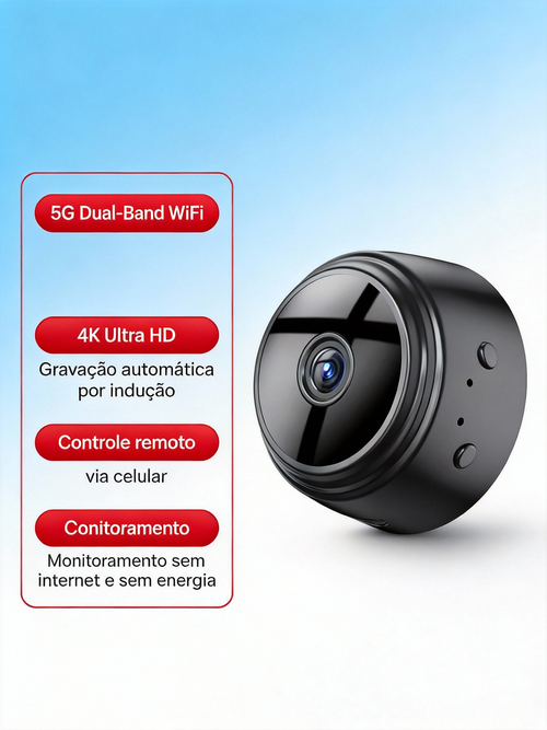 Câmera de Segurança Inteligente Pro KZ23 Versão WIFI 5G 4K com 880 Dias de Bateria Instalação Sem Fios