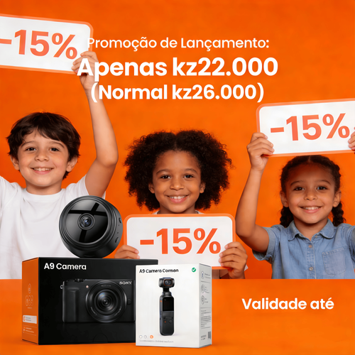 Câmera de Segurança Inteligente A9 — Sem Fio, Wi-Fi, Ângulo Largo HD