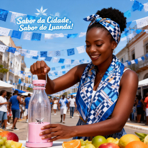 Liquidificador Portátil de Frutas – Jus Rápido para Clima Quente em Luanda