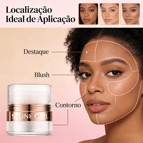 Pó de Destaque SELINE GIRL para Rosto e Corpo Blush e Contorno com Brilho Suave