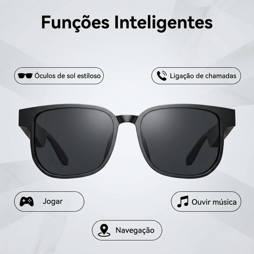 Óculos inteligentes com função de ligar e desligar automaticamente, óculos escuros para motoristas, óculos Bluetooth para ouvir música, fazer chamadas e navegação.