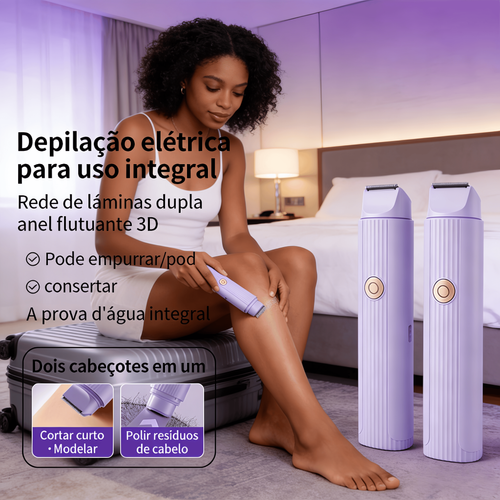 Depiladora Elétrica Portátil de Duas Cabeças Sem Fio, Recarregável, Totalmente à Prova dÁgua  Ideal para Todo o Corpo