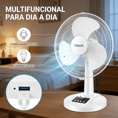Best Seller 12 Polegadas Conjunto de Ventilador Solar Ventilador Carregável Luz com Longa Duração Grande Força de Ventilação Ventilador de Mesa para Exteriores Resistente à Água Relógio de Homem Cinto