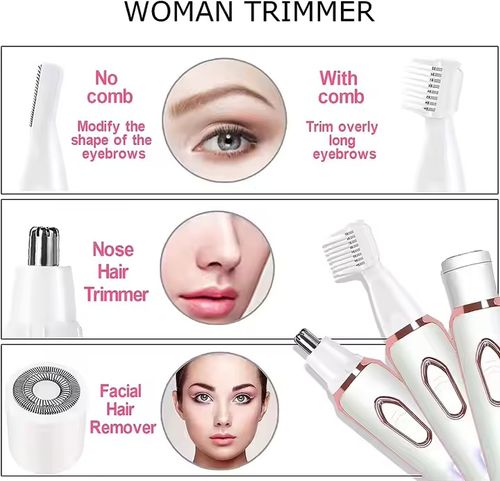 Barbeador elétrico feminino, depilador 4 em 1, aparador feminino, rosto, axilas, pernas, biquíni, depilador corporal, portátil e indolor