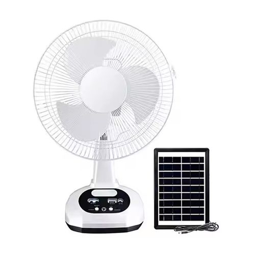 Ventilador de painel solar com bateria de lítio recarregável, bateria de chumbo-ácido, painel solar exterior, ventilador solar de emergência