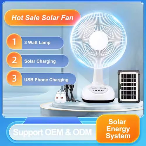 Ventilador de painel solar com bateria de lítio recarregável, bateria de chumbo-ácido, painel solar exterior, ventilador solar de emergência