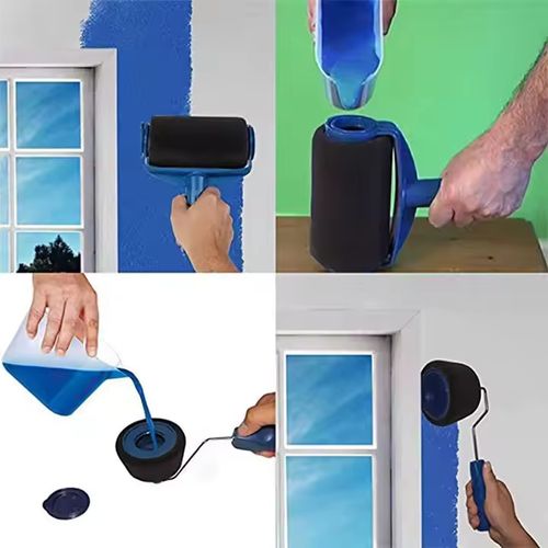 Conjunto de 6 pincéis de rolo de pintura ajustáveis, pincéis de canto destacáveis ​​para pintura de parede