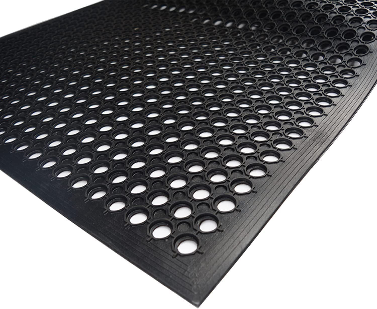 Lovinland Outdoor Rubber Drainage Mat Non-Slip Mat 60 x 35 Inch Commerical Heavy Duty Mat for Resturant Kitchen Bar Garage Garden Industral Indoor Use Black