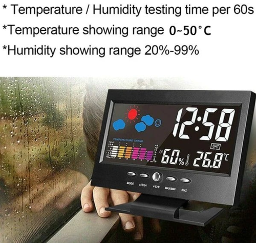 🌡️ ✨ Digital LED Weather Station - Temperature & Humidity Monitor with Forecast Display & Table Alarm Clock