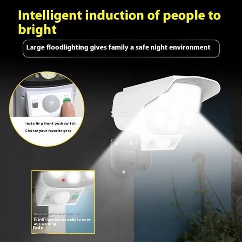 Outdoor Motion Sensor Solar Lights 2000 Lumen 77 LED With Remote Controller Fake Security Camera Monitoring Induction Wall Lamps