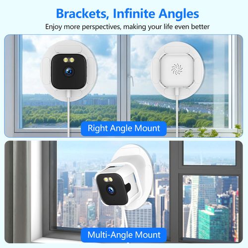 2K HD Window Security Camera Indoor Wired 2.4G&5G WiFi CCTV Camera Color Night Vision Motion Detection Alerts for Home Safety